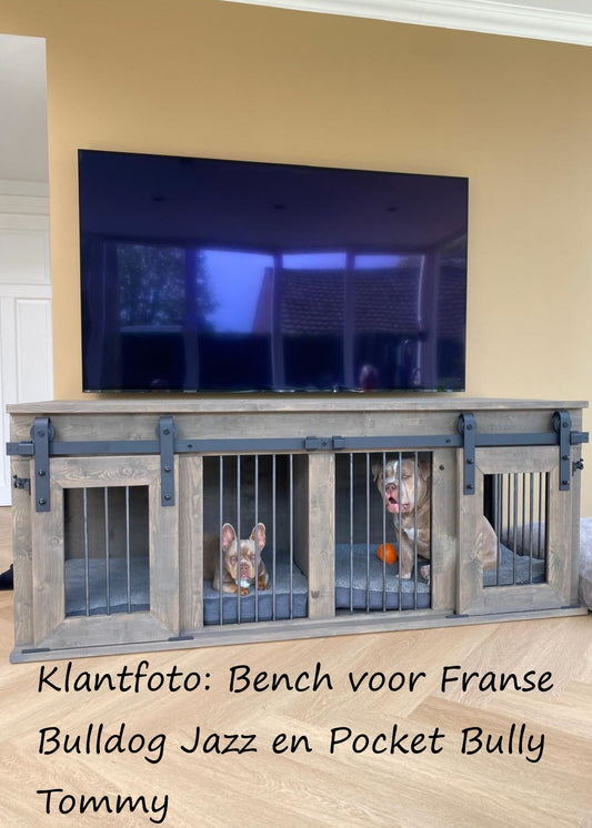 Dubbele hondenbench L200xD75xH90 cm