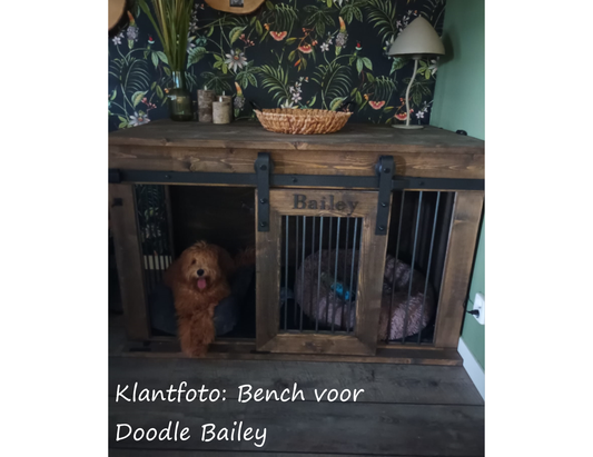 Houten hondenbench L140xD75xH90 cm