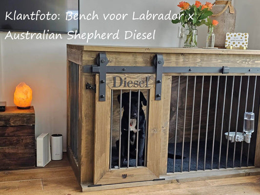 Houten hondenbench L140xD75xH90 cm